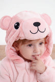 Combinaison ours bébé rose à capuche avec oreilles rondes — vue 2