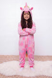 Combinaison pyjama licorne enfant pastel à capuche avec corne et crinière