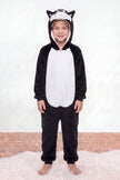 Surpyjama polaire garçon husky noir à capuche avec oreilles et museau — vue 2