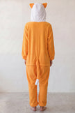 Kigurumi renard adulte orange à capuche avec museau et ventre blanc — vue 2