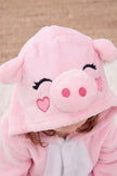 Combinaison pyjama cochon enfant rose à capuche avec museau rond — vue 2