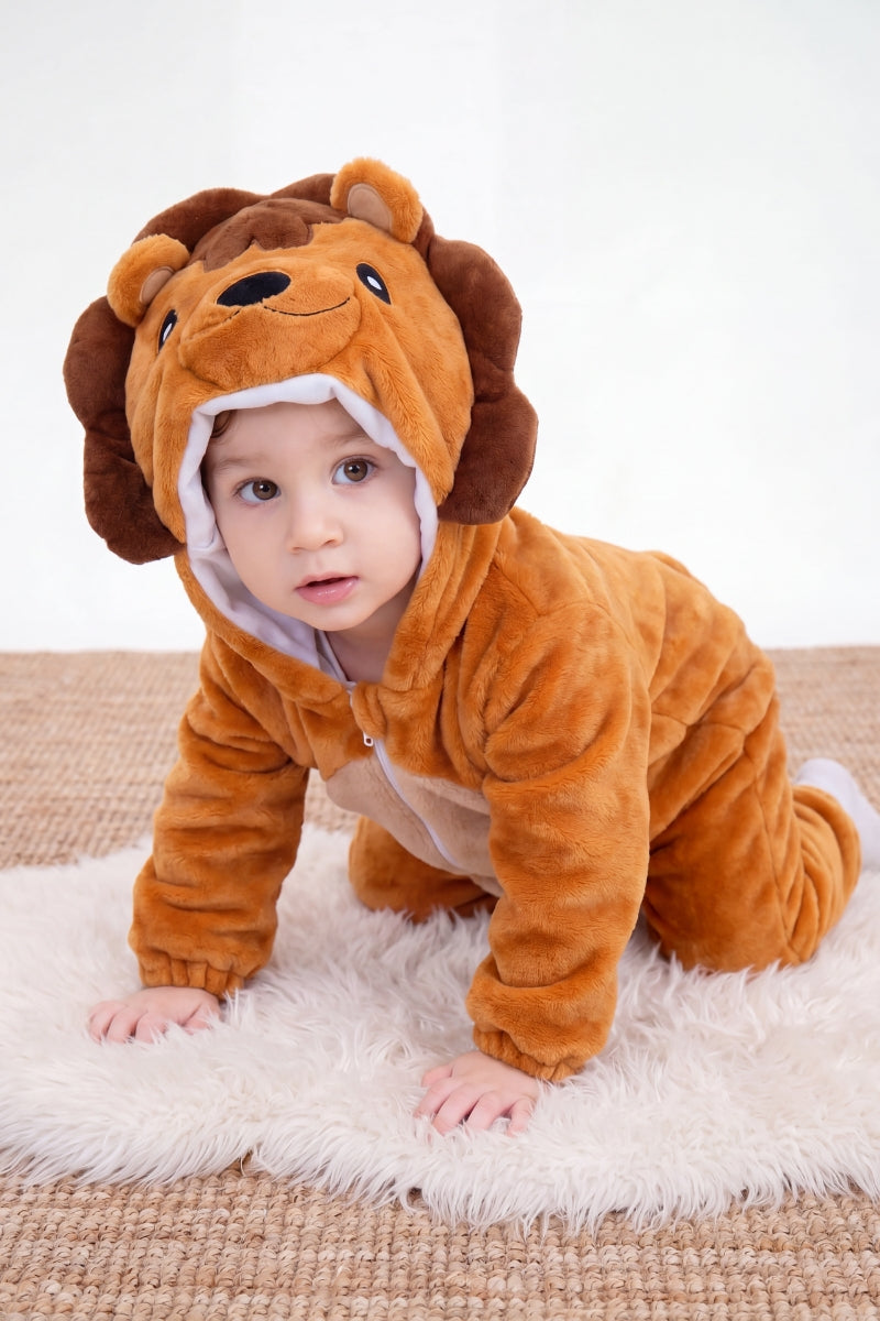 Combinaison pyjama lion bébé fauve à capuche avec crinière