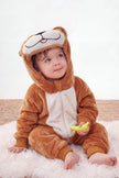 Combinaison pilou pilou bébé kaki à capuche avec oreilles rondes