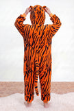 Combinaison pyjama tigre enfant rayée orange et noire à capuche — vue 2