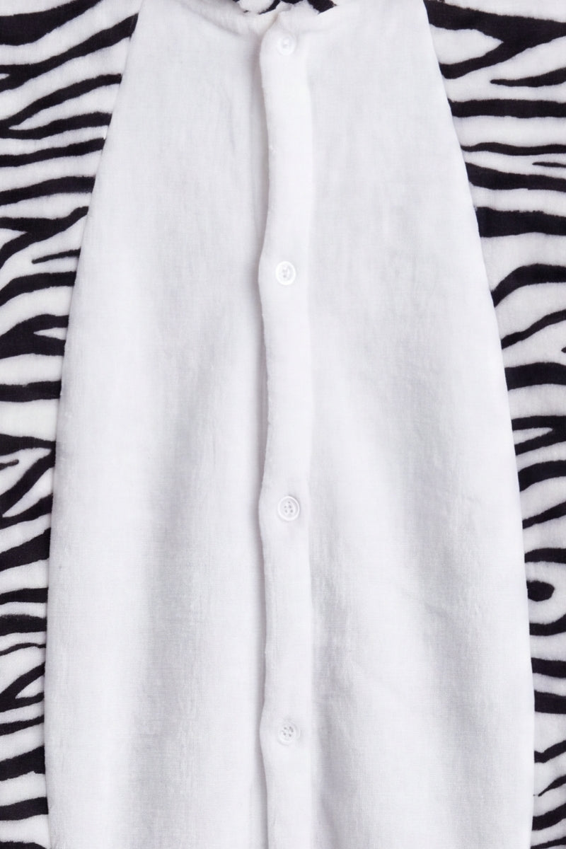 Combinaison pyjama zèbre enfant rayée noir et blanc à capuche — vue 2