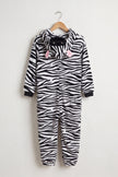 Combinaison pyjama zèbre enfant rayée noir et blanc à capuche — vue 3