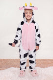 Combinaison pyjama vache enfant noir et blanc à capuche avec museau rose