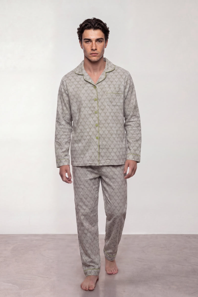 Pyjama Coton Pois Vert Homme