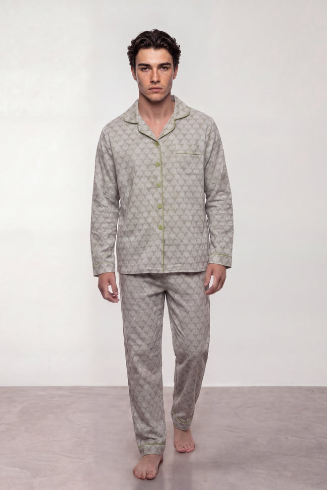 Pyjama Coton Pois Vert Homme