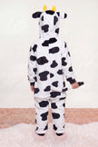 Combinaison pyjama vache enfant noir et blanc à capuche avec museau rose — vue 2
