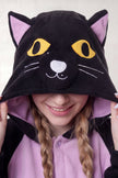 Kigurumi chat adulte noir à ventre mauve et capuche à oreilles pointues — vue 2