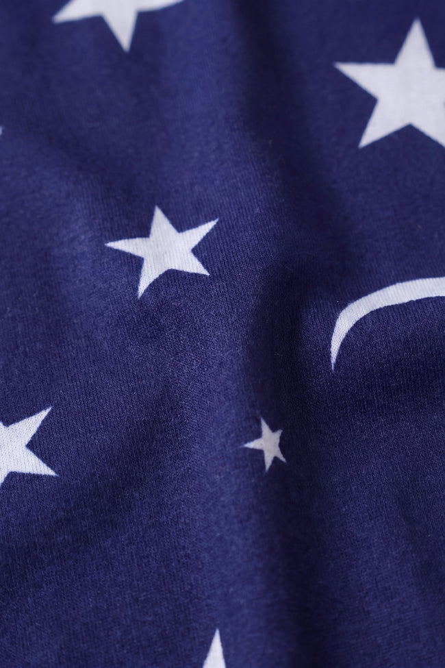 Barboteuse femme bleu nuit imprimée étoiles et lunes à col en V — vue 2