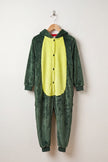 Combinaison pyjama dinosaure enfant verte à capuche avec crête dorsale — vue 2