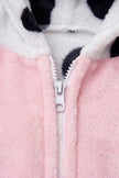 Combinaison pyjama vache enfant noir et blanc à capuche avec museau rose — vue 3