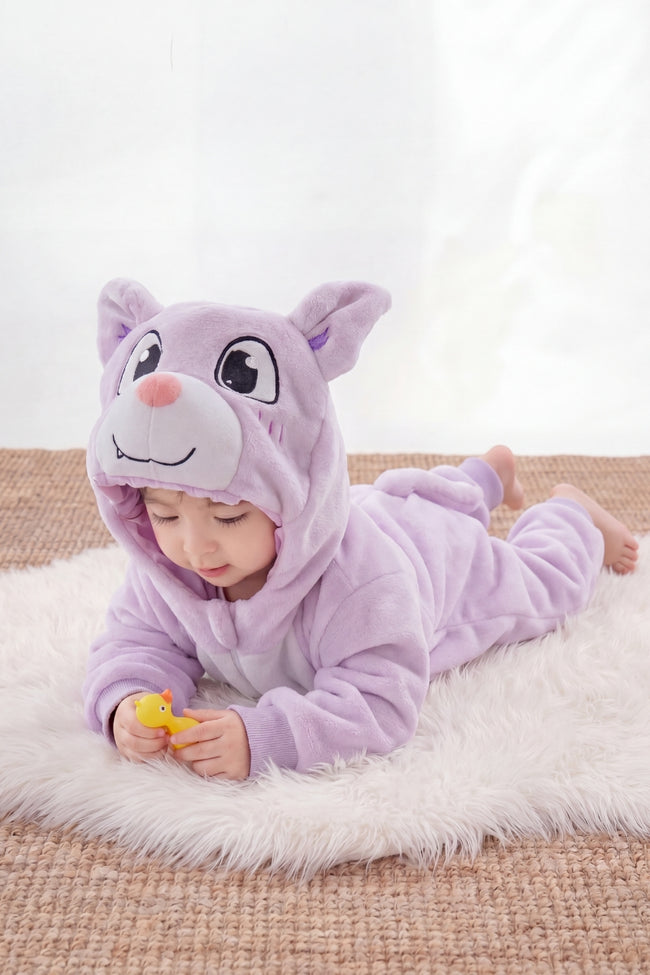 Pyjama grenouillère bébé tout doux à capuche avec oreilles