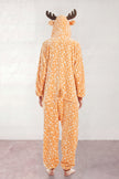 Combinaison pyjama cerf adulte orange à pois blancs et capuche à bois — vue 2