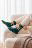 Chaussettes de Noël vertes à motif renne nordique, chaudes et festives pour les fêtes d'hiver