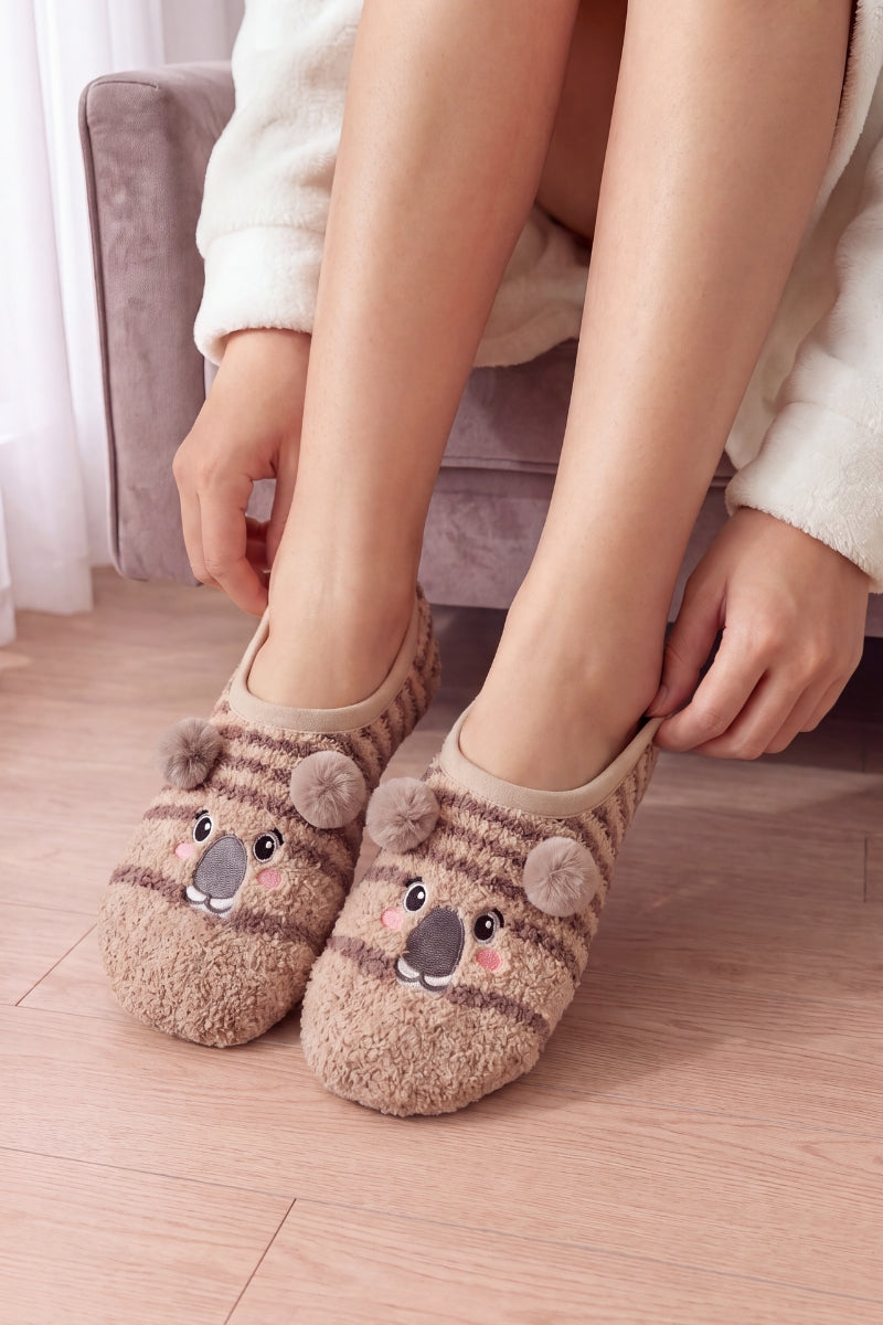 Chaussettes koala douillettes avec visage d'animal, chaudes et mignonnes pour l'intérieur en hiver