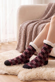 Chaussettes norvégiennes bordeaux à motif jacquard nordique, chaudes et authentiques esprit chalet