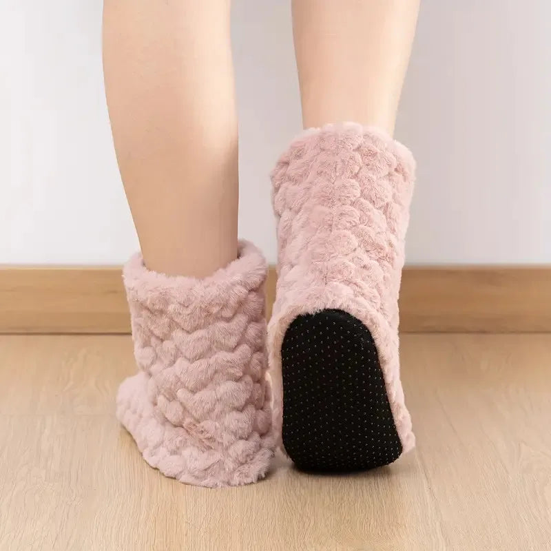 Chaussons bottillon montants qui enveloppent la cheville, chauds et douillets pour l'hiver