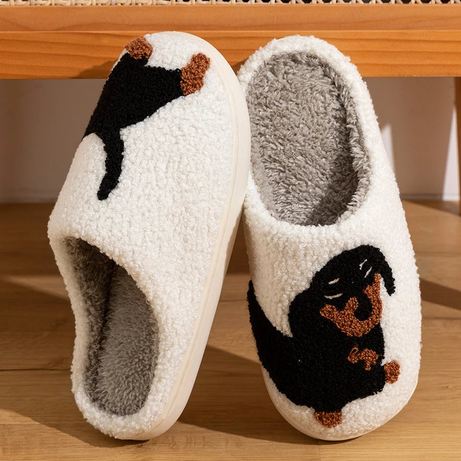Chaussons rigolos en forme de teckel, doux et chauds, idée cadeau amoureux des chiens