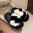Claquettes fourrure blanches à gros nœud élégant, moelleuses et raffinées, joli cadeau chic pour femme