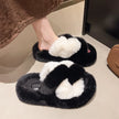 Claquettes fourrure blanches à gros nœud élégant, moelleuses et raffinées, joli cadeau chic pour femme