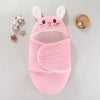 Couverture d'emmaillotage à capuche lapin rose, cocon d'emmaillotage doux et chaud pour nouveau-né