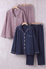 Ensemble pyjama couple, ensemble assorti homme et femme (violet et bleu marine) doux et chaud pour cocooner à deux en hiver