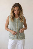 Gilet pyjama femme vert vert en matière moelleuse, à porter sur le pyjama pour cocooner au chaud à la maison