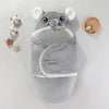 Nid de couchage bébé à capuche éléphant gris, cocon d'emmaillotage doux et chaud pour nouveau-né
