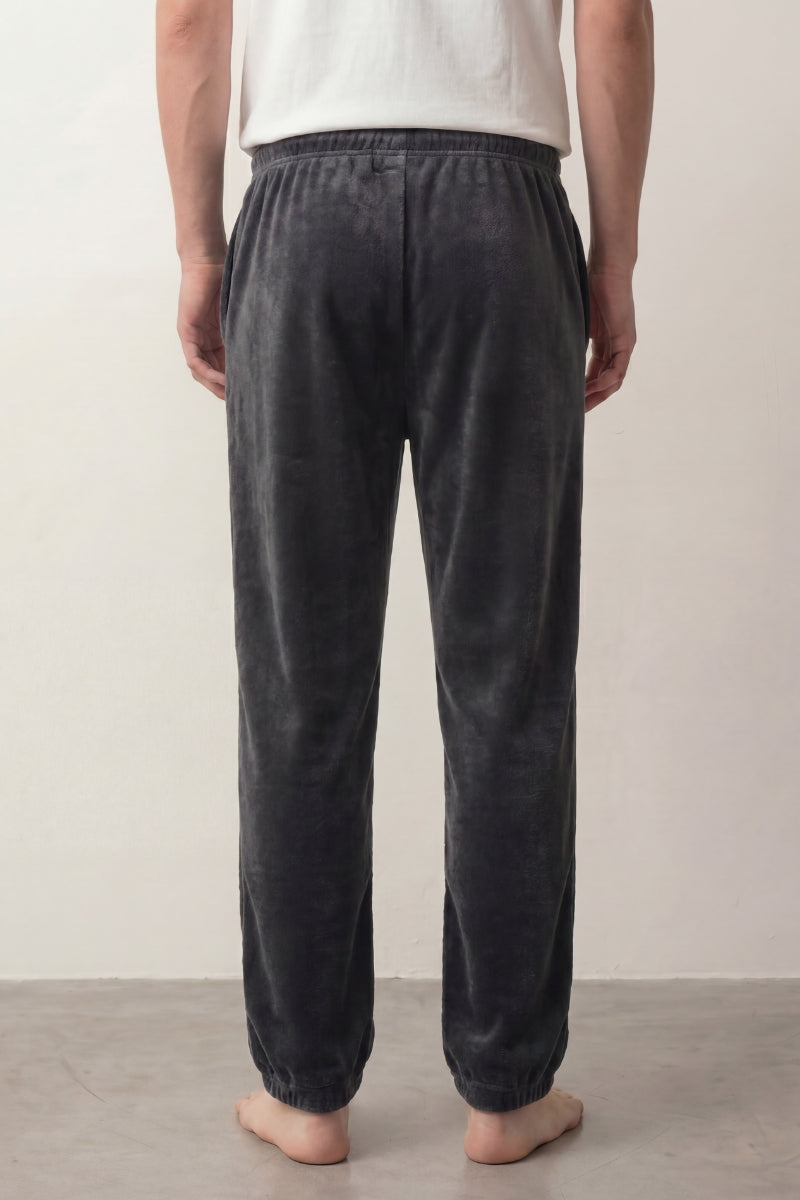 Pantalon pyjama homme anthracite en pilou, vue de dos