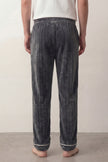 Pantalon pyjama homme gris en pilou côtelé, vue de dos