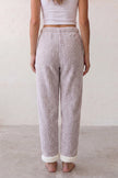 Pantalon pyjama femme lilas en pilou côtelé, vue de dos