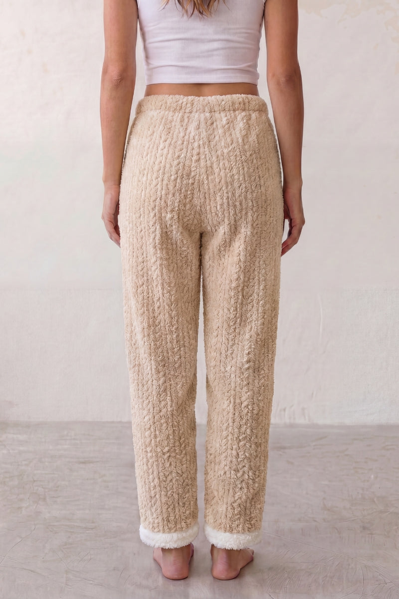 Pantalon pyjama femme rose en pilou torsadé, vue de dos