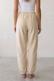 Pantalon pyjama femme polaire écru, vue de dos