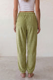 Pantalon pyjama femme polaire kaki, vue de dos