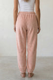 Pantalon pyjama femme polaire rose, vue de dos