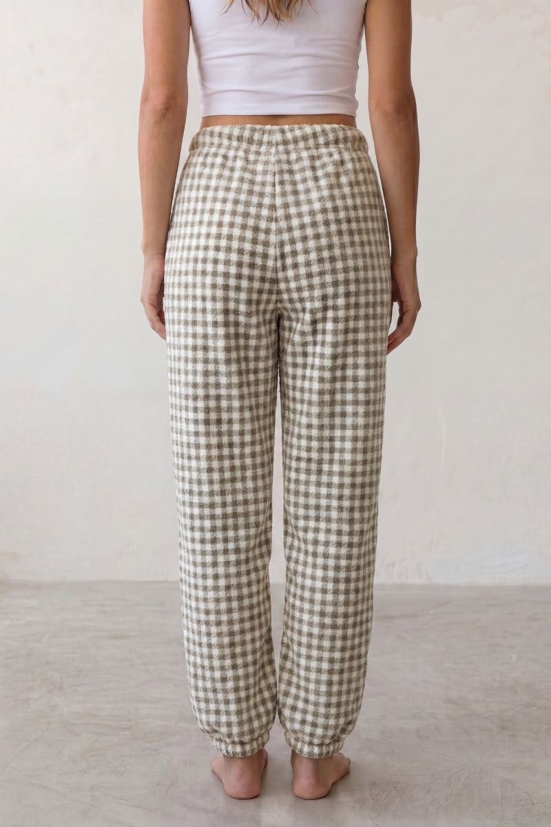 Pantalon pyjama femme polaire vichy, vue de dos