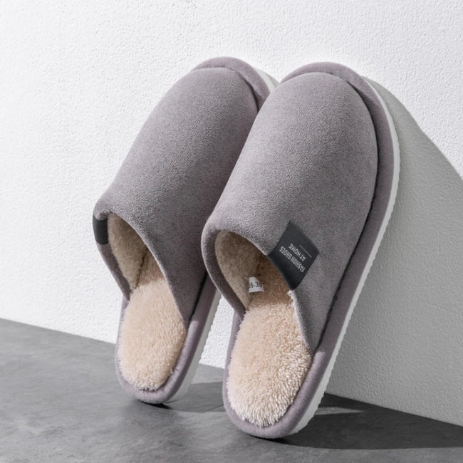 Pantoufles fourrées à revers doublé de fourrure, très chaudes pour pieds frileux en hiver