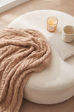 Plaid cocooning marron torsadé en pilou pilou, ultra doux et chaud pour cocooner sur le canapé