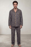 Pyjama coton anthracite homme, chemise manches longues et pantalon assorti, vue de face