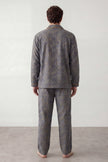 Pyjama coton anthracite homme, chemise manches longues et pantalon assorti, vue de face, vue 2