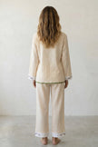 Pyjama coton cache-cœur kaki femme, haut cache-cœur noué et pantalon assorti, vue de face, vue 6