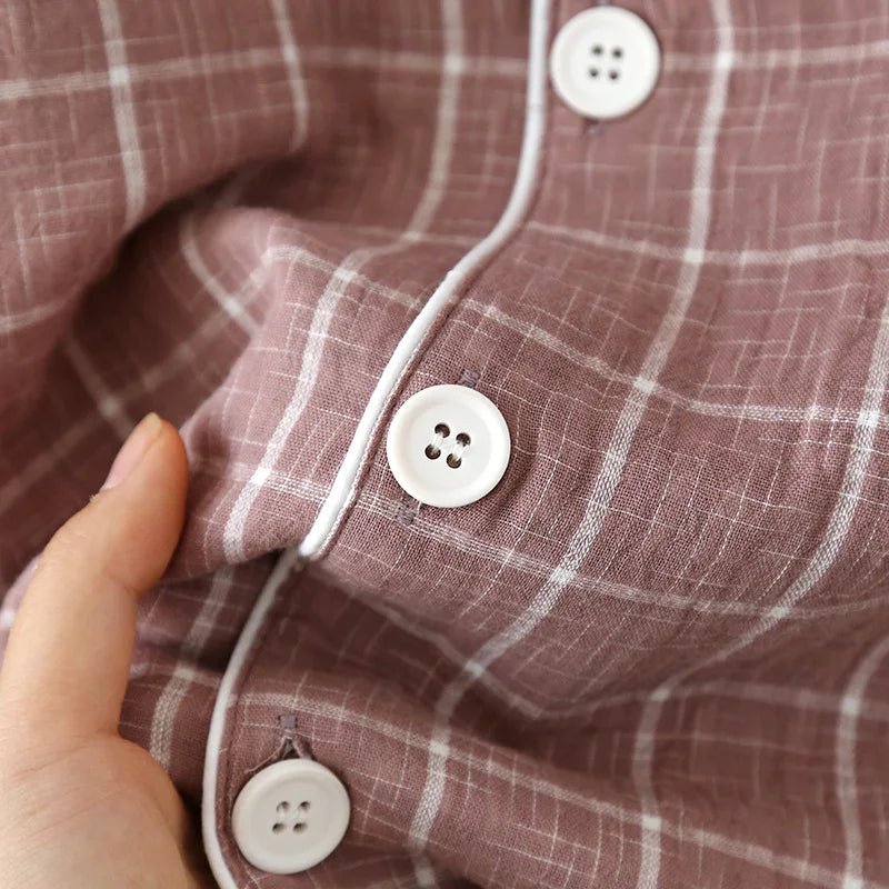 Pyjama coton carreaux rose homme, chemise manches longues à carreaux et pantalon assorti, vue de face, vue 2