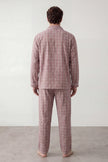 Pyjama coton carreaux rose homme, chemise manches longues à carreaux et pantalon assorti, vue de face, vue 3