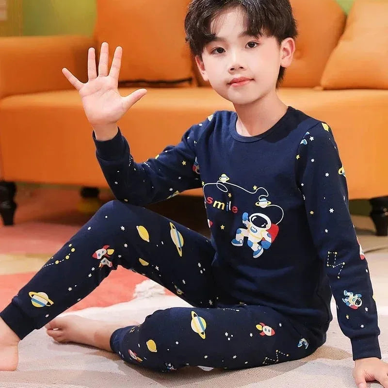 Pyjama dino garçon vert sauge, haut à manches longues à motif dinosaures ton sur ton et pantalon assorti, vue 10