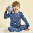 Pyjama espace garçon bleu marine, haut à manches longues à motif spatial et pantalon assorti, vue 2