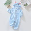 Pyjama bébé bleu ciel, combinaison zippée à motif lapins et cœurs et pieds intégrés, vue 11