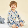 Pyjama fusée garçon gris clair, haut à manches longues à motif fusées et espace et pantalon assorti
